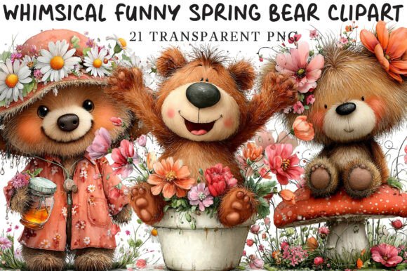 Download Whimsical Funny Spring Bear Clipart - Funny spring Collection