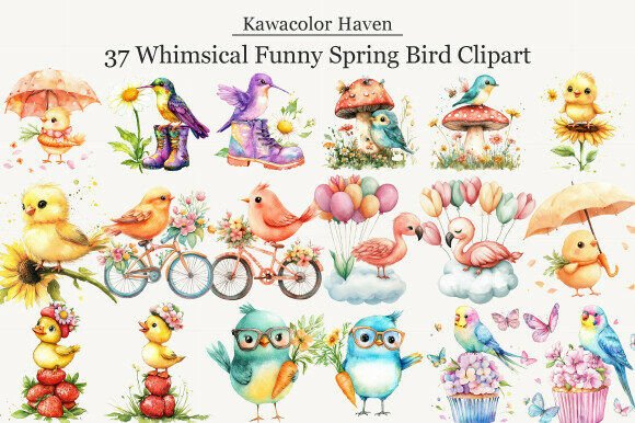 Download Whimsical Funny Spring Bird Clipart - Funny spring Collection