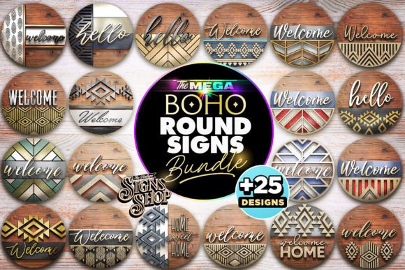 Download 25 Boho Round Signs | SVG Best Seller - Seller Collection