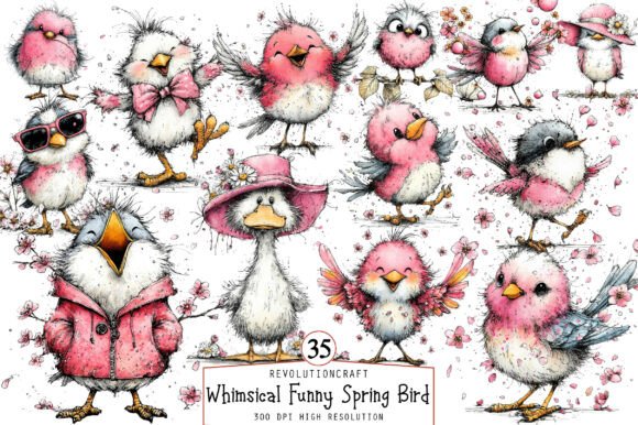 Download Whimsical Funny Spring Bird Clipart - Funny spring Collection