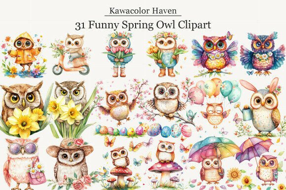 Download Funny Spring Owl Clipart - Funny spring Collection